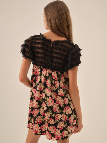 Belmond Floral Mini Dress — Black