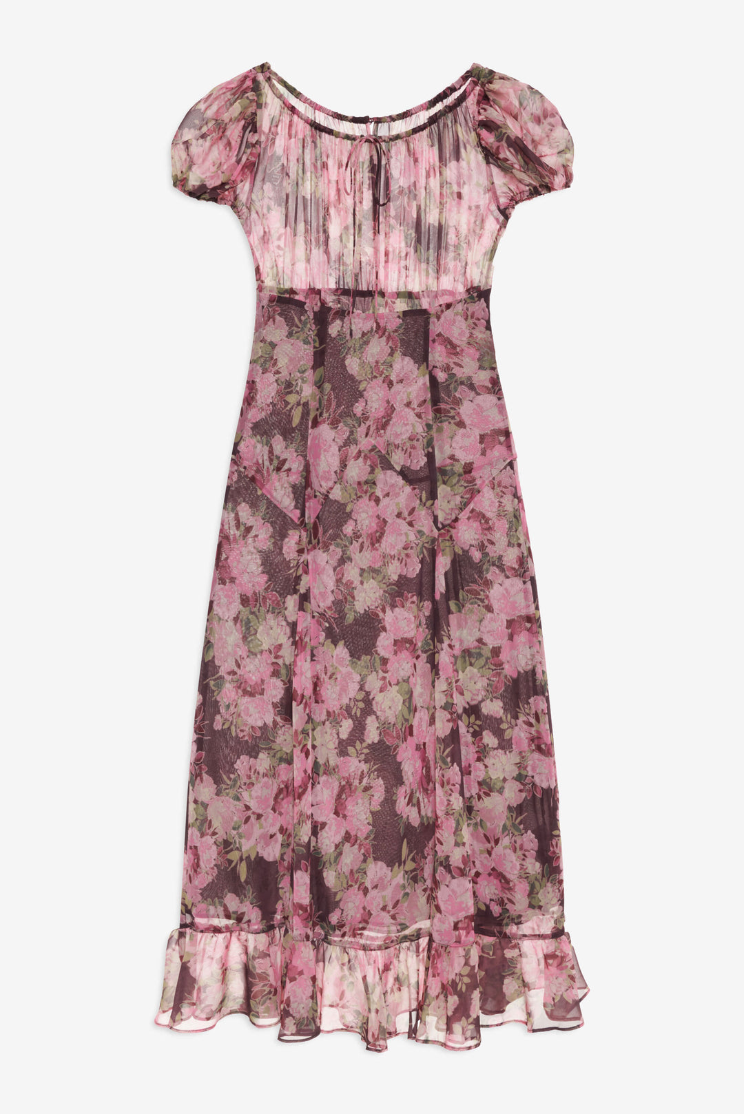 Adeline Floral Midi Dress — Brown