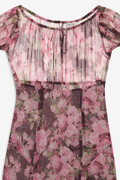 Adeline Floral Midi Dress — Brown