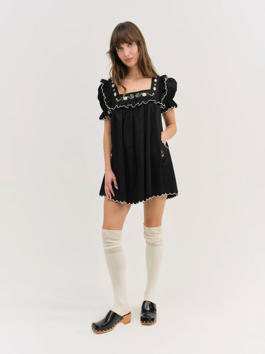 Tea Time Babydoll Dress — Black