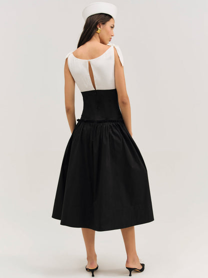 Helena Poplin Midi Dress — Black