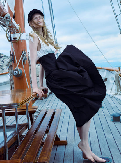 Helena Poplin Midi Dress — Black