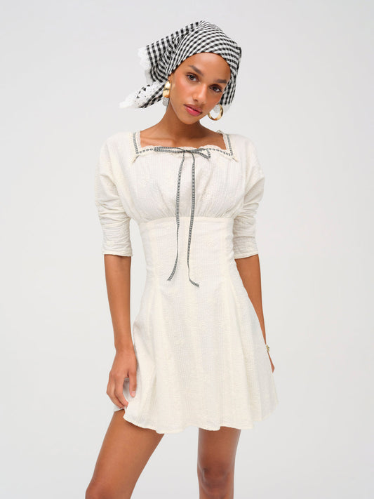 Baby Daisy Poplin Mini Dress — White