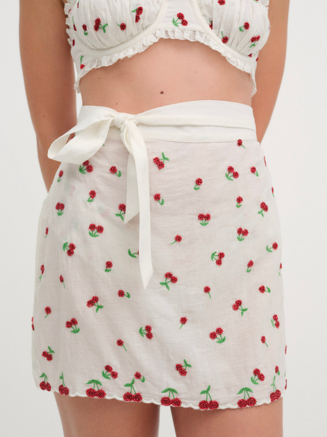 Beaded Cherries Apron — Red