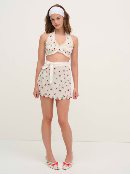 Beaded Cherries Apron — Red