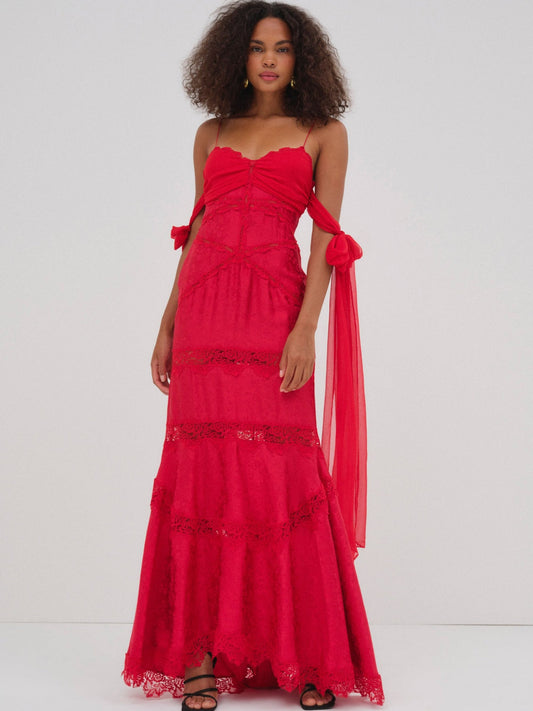 Rita Lace Gown — Red