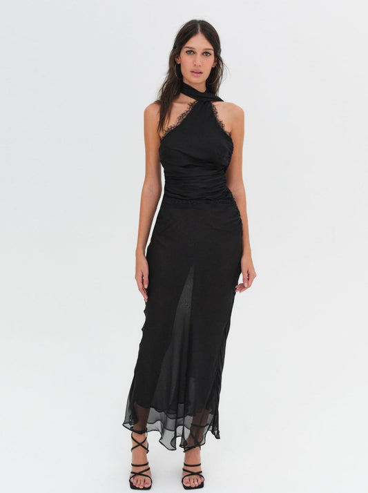 Angela Chiffon Maxi Dress — Black