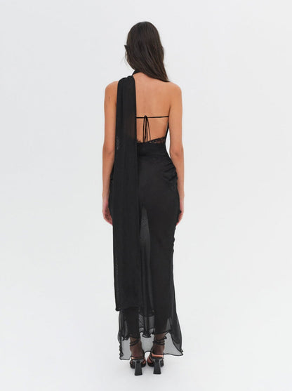 Angela Chiffon Maxi Dress — Black