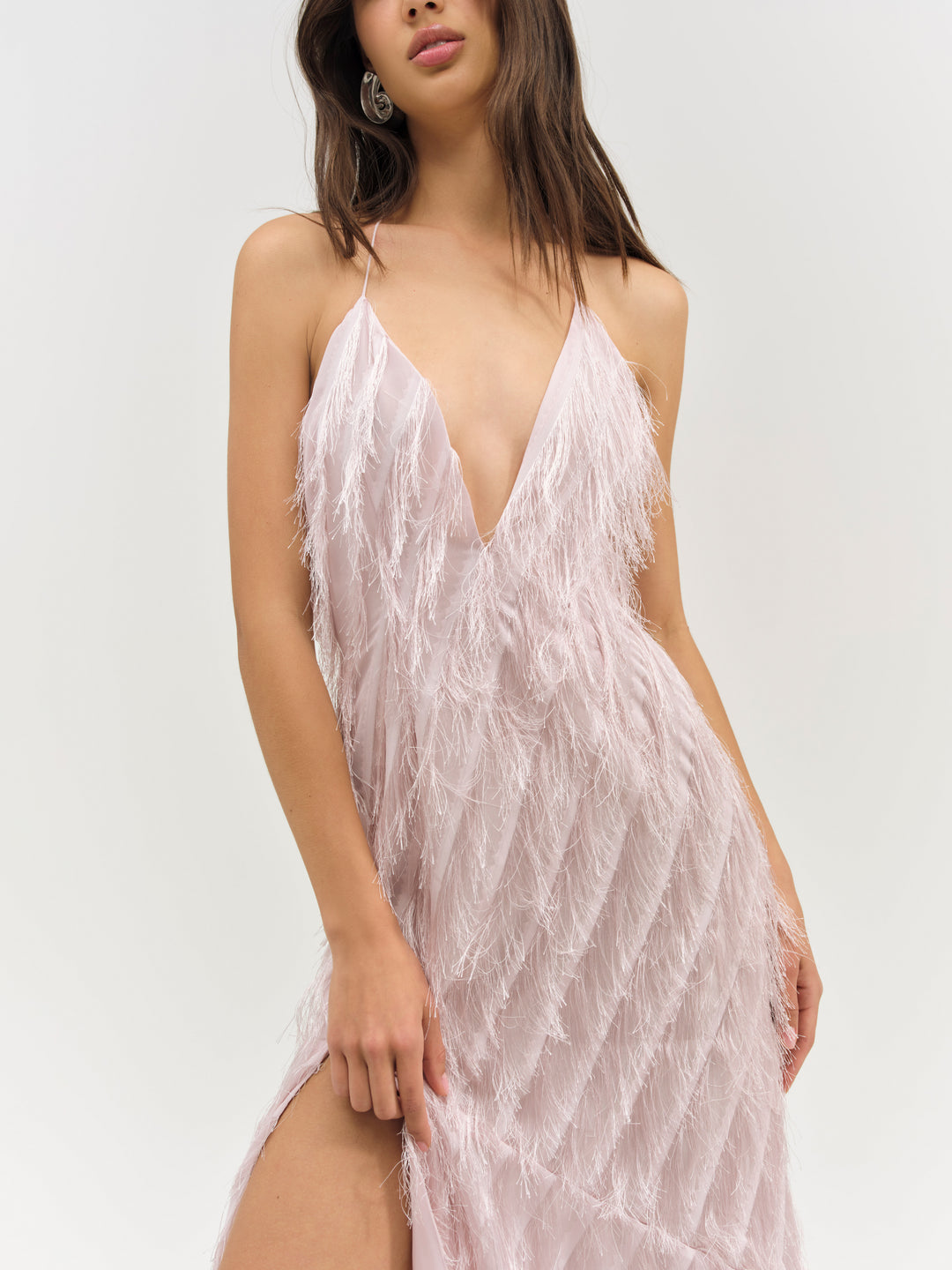 Heidi Fringe Maxi Dress — Pink