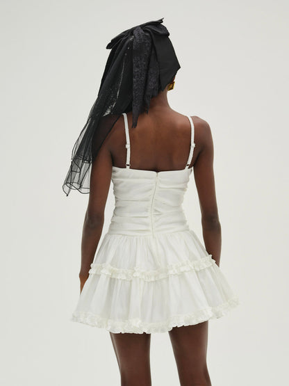Whipped Cream Taffeta Mini Dress — White