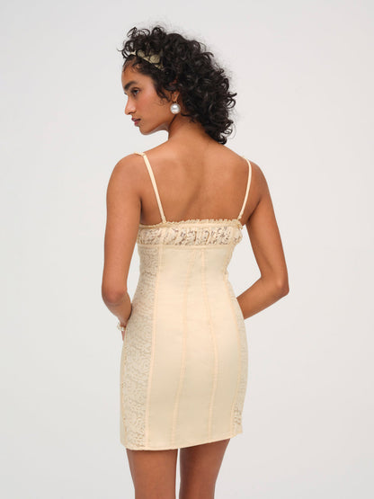 Lucy Lace Mini Dress — Buttercream