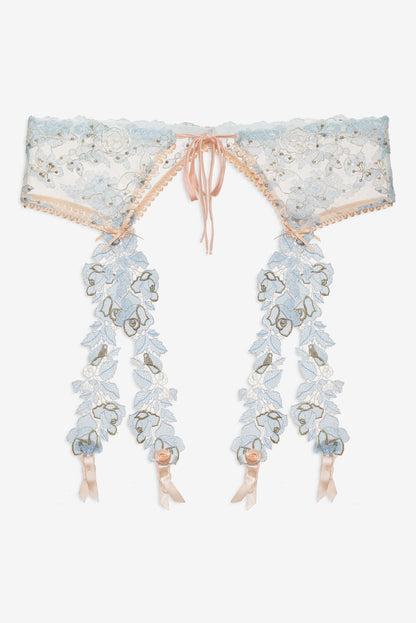Winter Roses Garter Belt — Blue