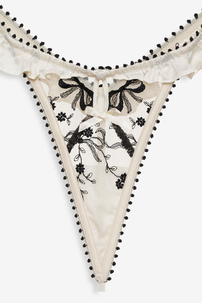 Bow Time Thong Panty — Cream