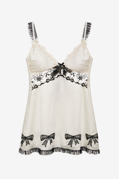 Bow Time Slip Dress — Cream