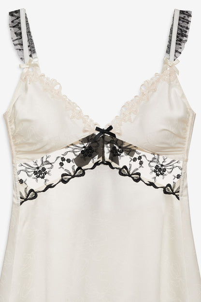 Bow Time Slip Dress — Cream