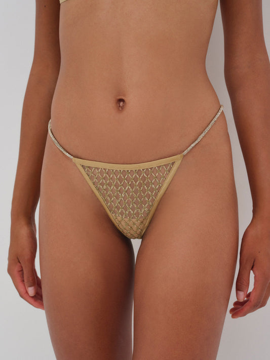 Glitter Thong Panty — Gold