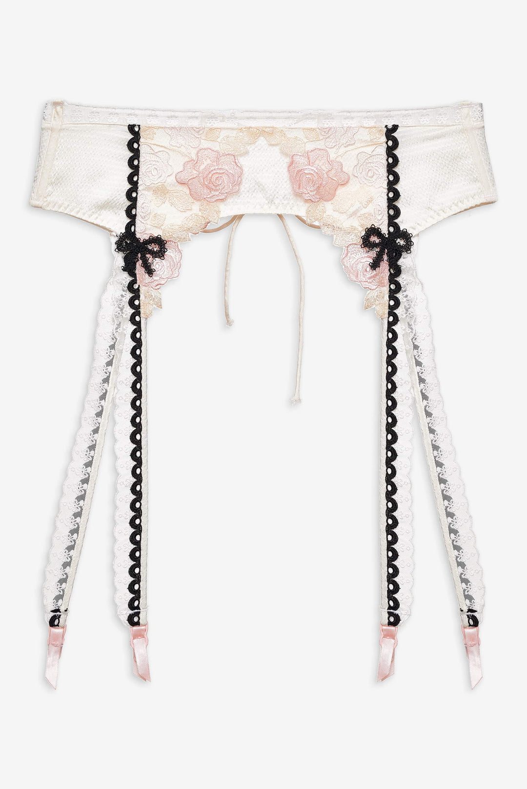 Evie Floral Garter Belt — Cream