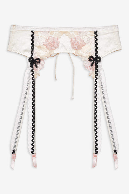 Evie Floral Garter Belt — Cream