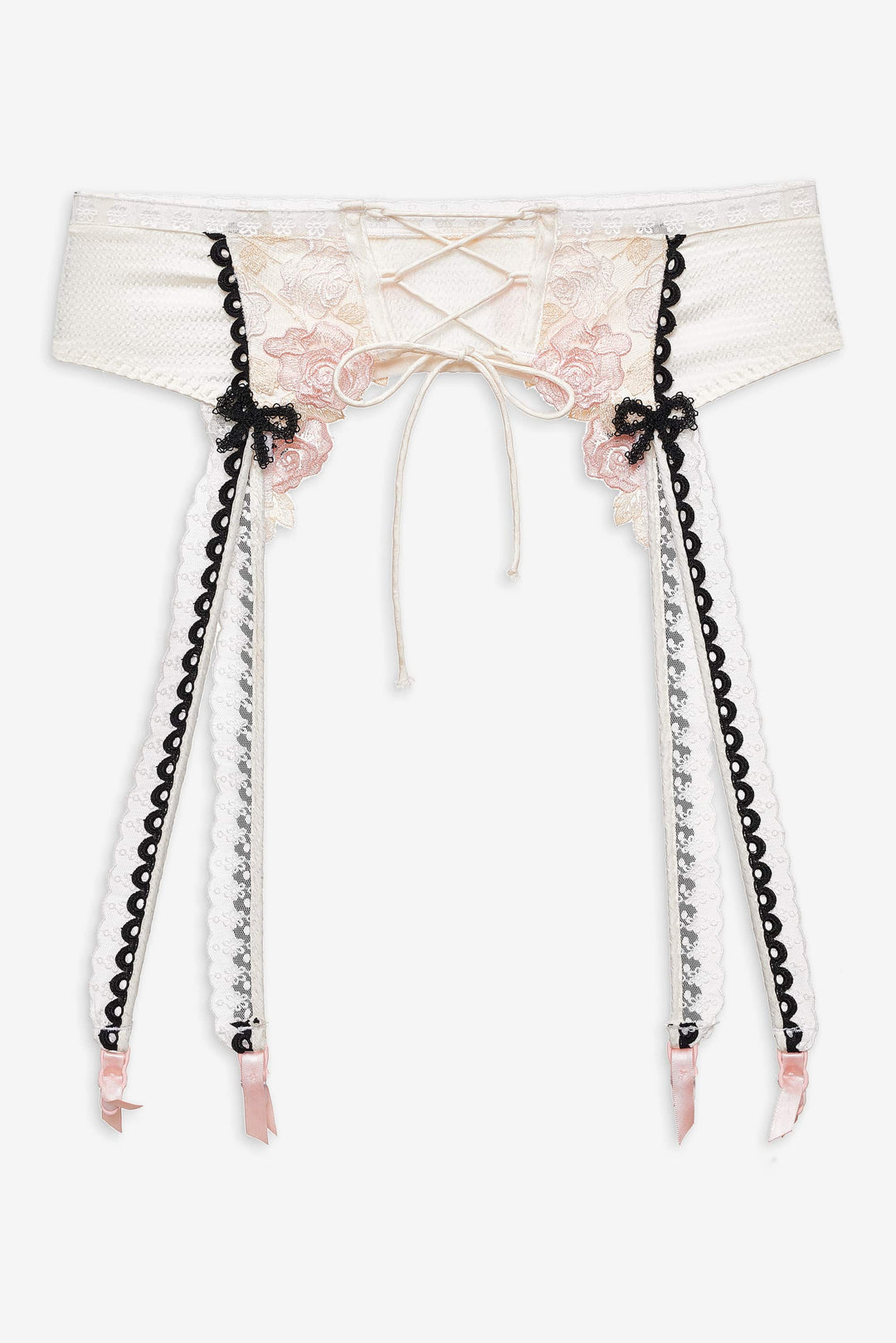 Evie Floral Garter Belt — Cream