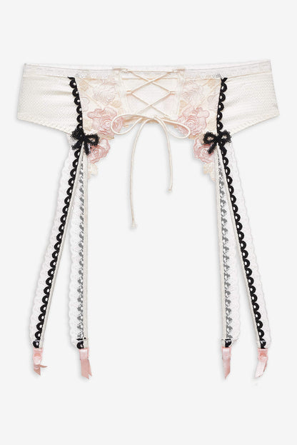 Evie Floral Garter Belt — Cream