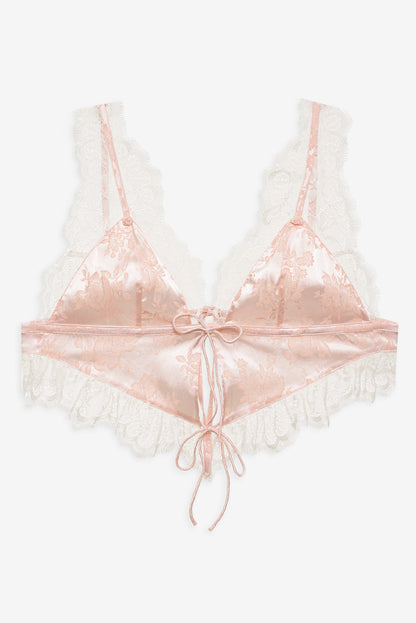 Audrey Jacquard Top — Peach