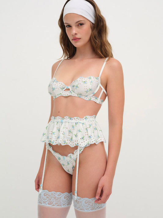 Budding Blossom Garter Belt — White