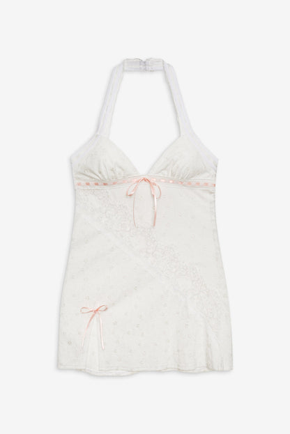 Summer Swirl Eyelet Slip Dress — White