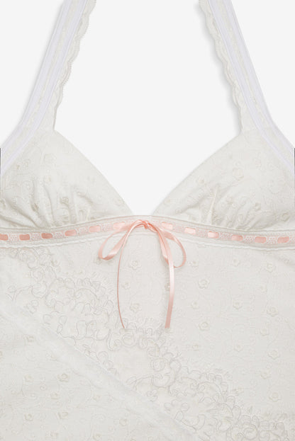 Summer Swirl Eyelet Slip Dress — White