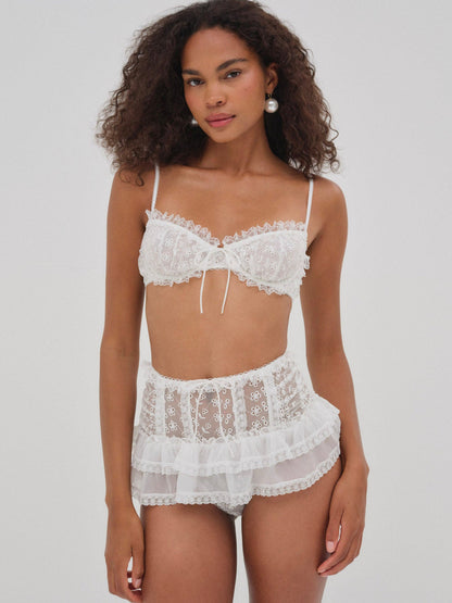 Layer Cake Chiffon Underwire Bra — White