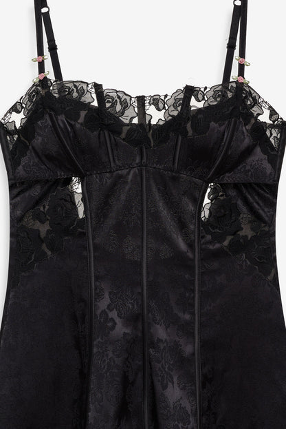 Blissful Blooms Slip Dress — Black