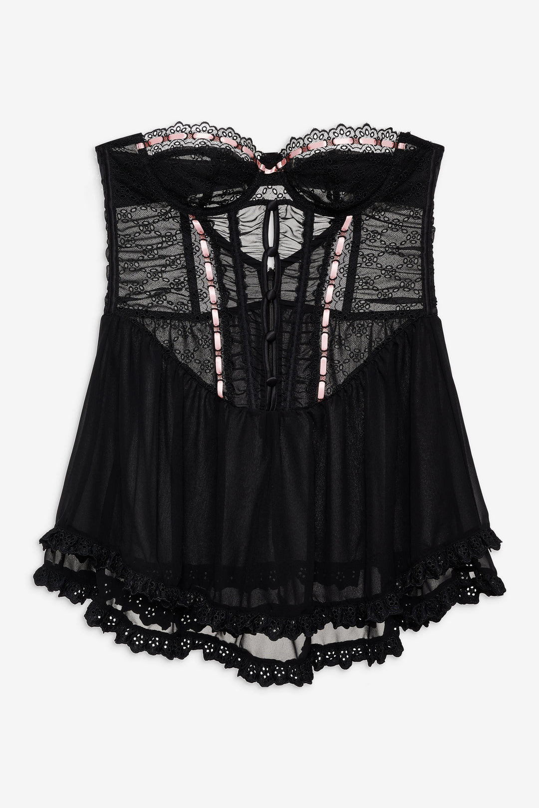 Elena Eyelet Slip Dress — Black