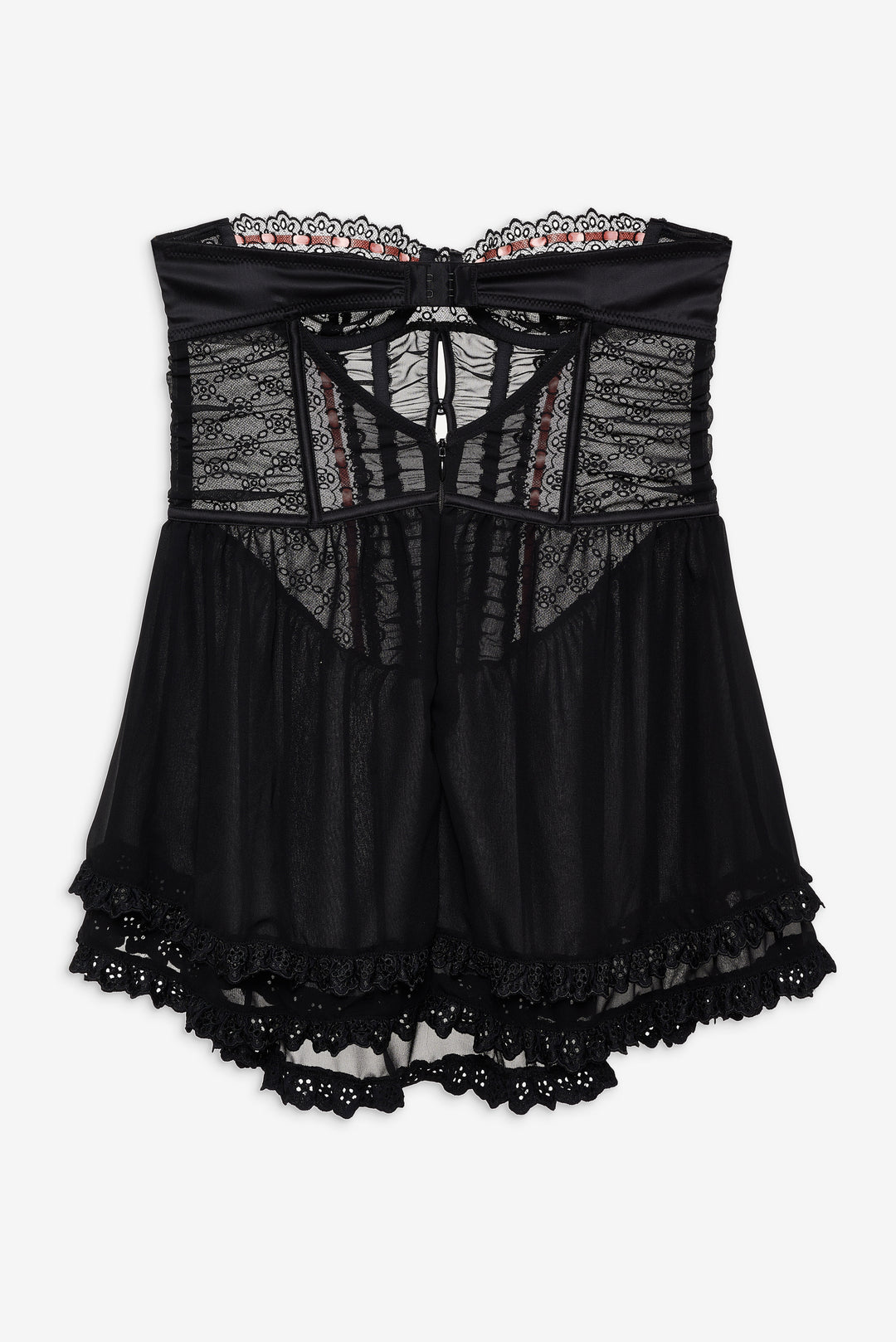 Elena Eyelet Slip Dress — Black