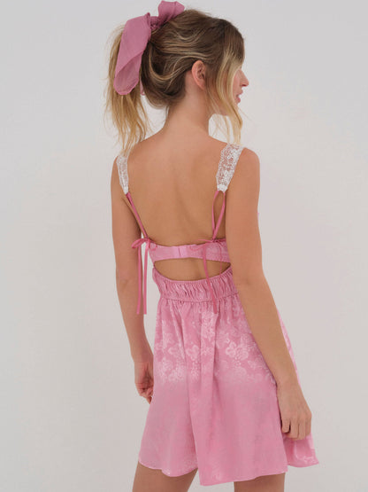 Rose Milk Eyelet Slip Dress — Pink
