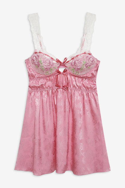 Rose Milk Eyelet Slip Dress — Pink