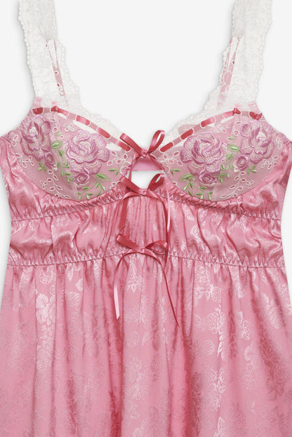 Rose Milk Eyelet Slip Dress — Pink