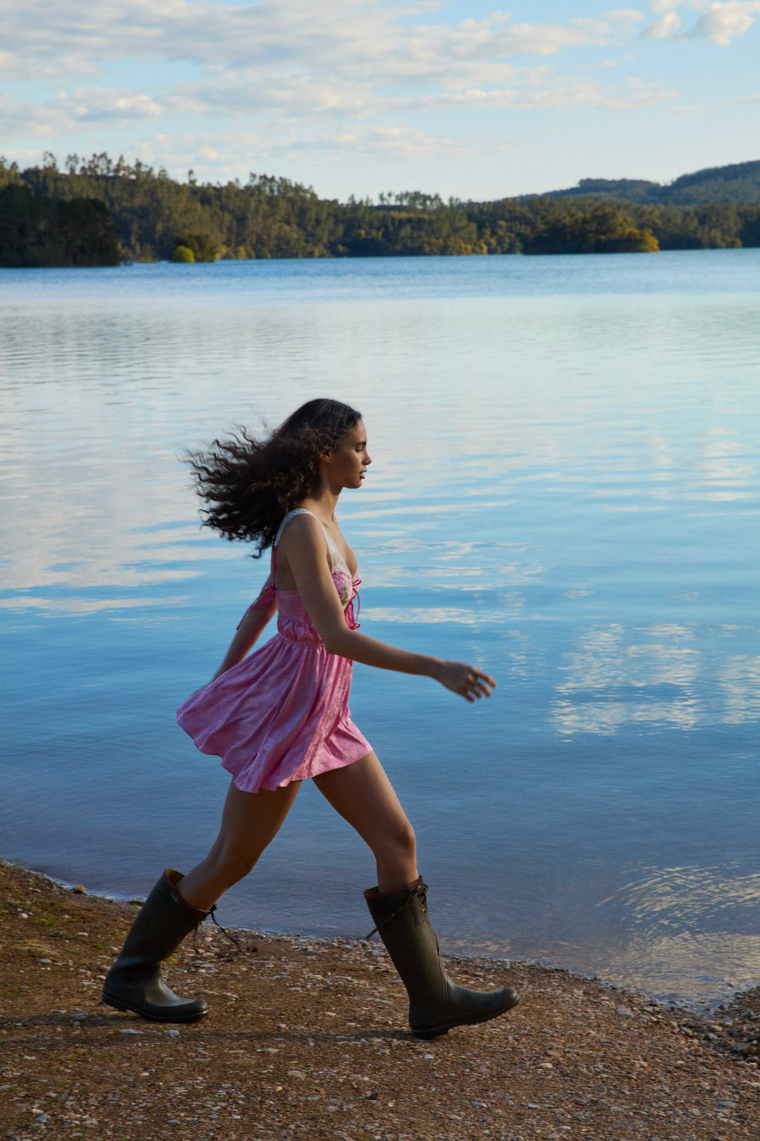 Rose Milk Eyelet Slip Dress — Pink