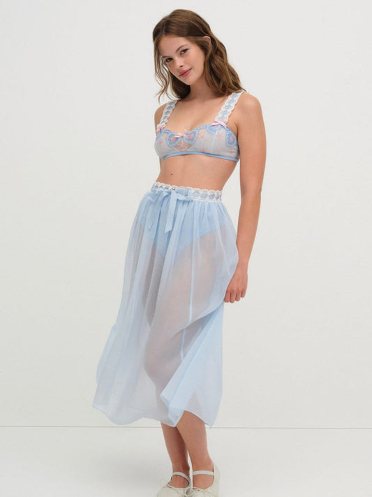 Dainty Doily Midi Skirt — Blue