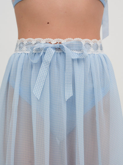 Dainty Doily Midi Skirt — Blue