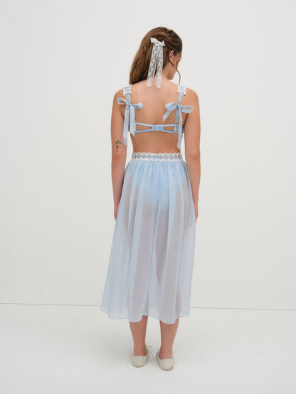 Dainty Doily Midi Skirt — Blue