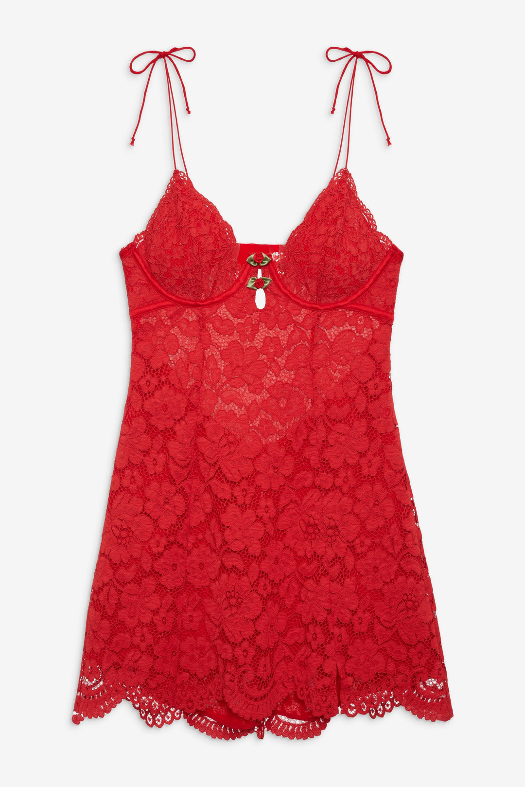 Creamsicle Lace Slip Dress — Red