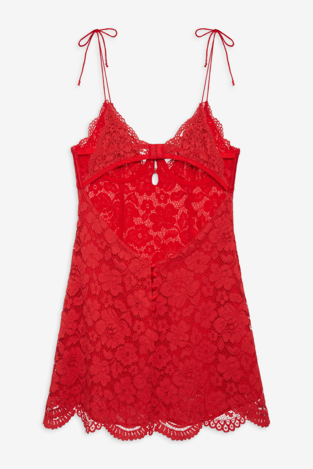 Creamsicle Lace Slip Dress — Red