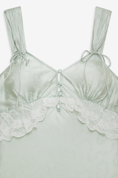 Mint Twist Jacquard Midi Slip Dress — Mint