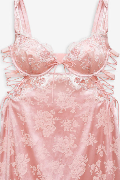Le Fleur Slip Dress — Peach