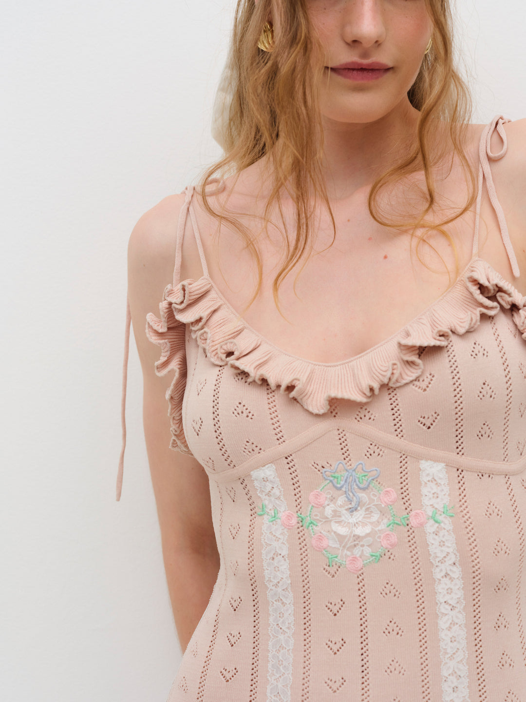 Eloise Asymmetric Knit Dress — Peach