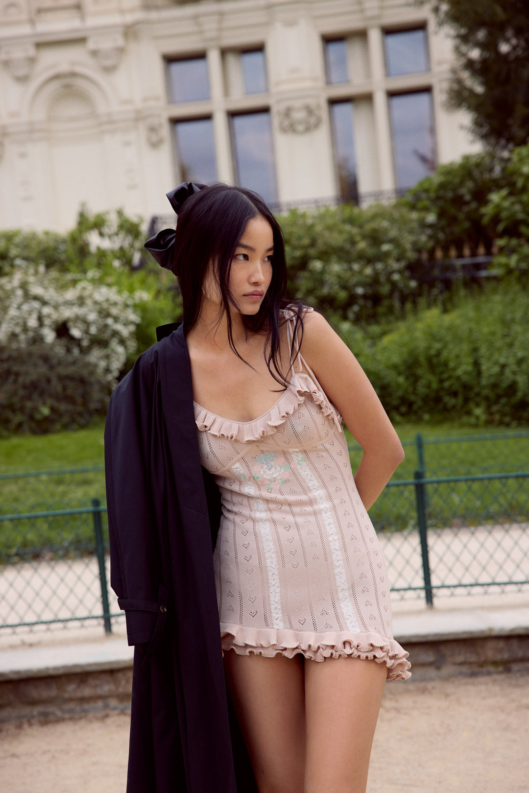 Eloise Asymmetric Knit Dress — Peach