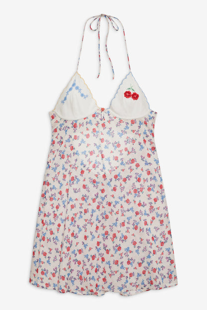 Forget Me Not Embroidery Slip Dress — White
