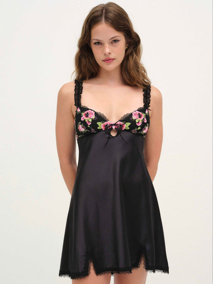 Love Garden Slip Dress — Black