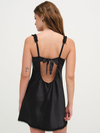 Love Garden Slip Dress — Black