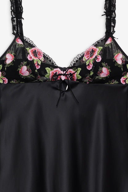 Love Garden Slip Dress — Black