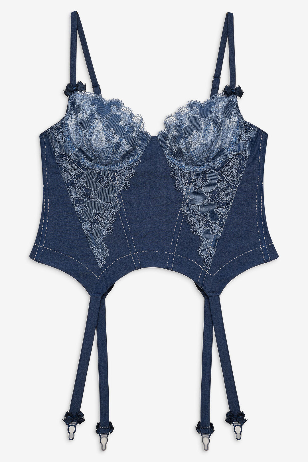 Denim Hearts Bustier — Blue